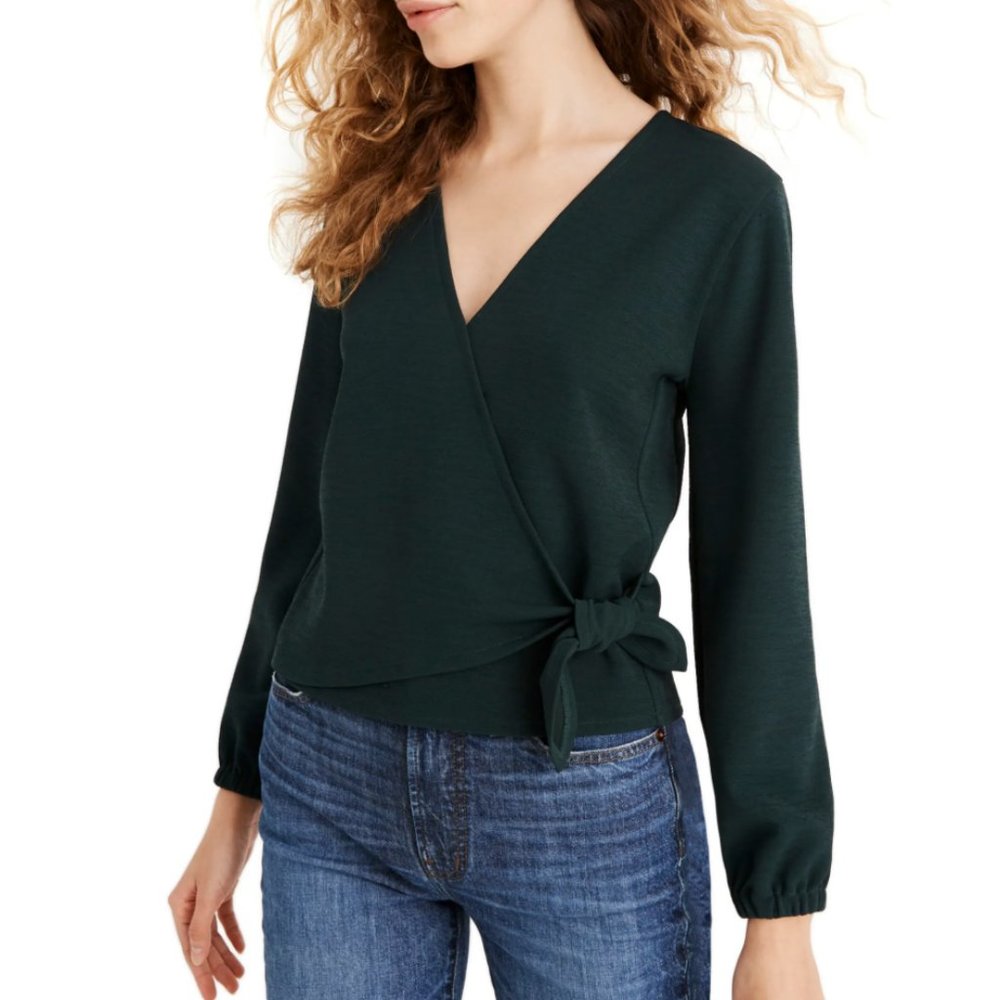 Madewell Texture & Thread Crepe Wrap Top S
